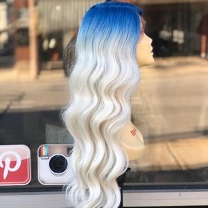 Blue Ombré Beach Waves Lacefront Wig New 2026